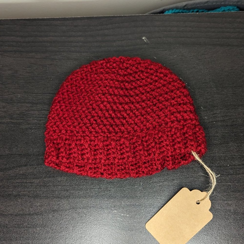 Hand Crafted Red Crochet Baby Hat 0-3 Months